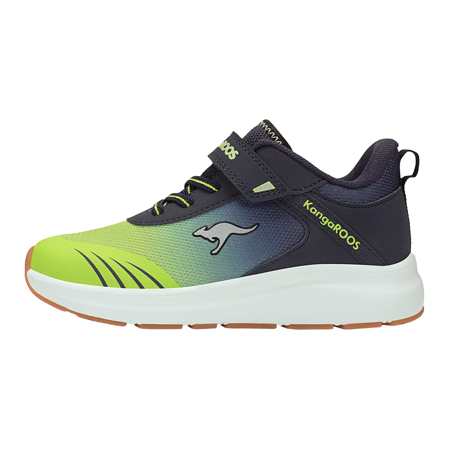 Детские кроссовки спортивные с технологией KANGACUSH KangaROOS, Dark Navy/Lime — фото 2