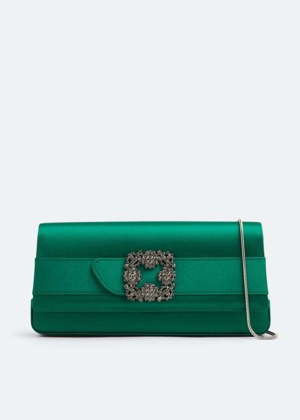 

Клатч MANOLO BLAHNIK Gothisi satin clutch, зеленый