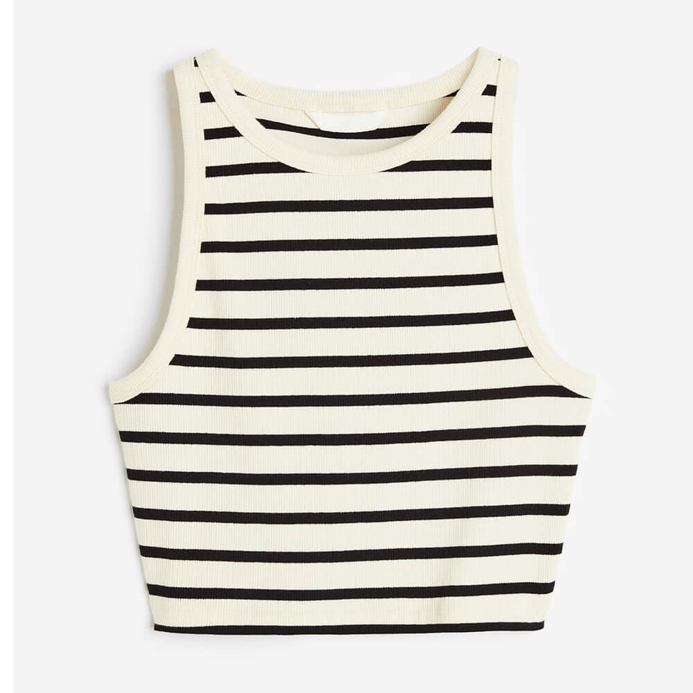 

Топ H&M Crop Tank, кремовый/чёрный