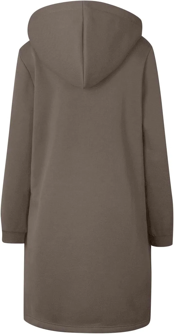 Женское удлинённое худи на молнии Oversized Tunic с капюшоном, светло-коричневый — фото 4