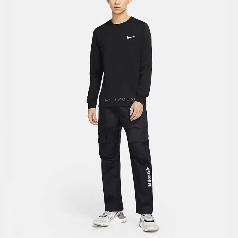 Лонгслив с круглым выворотом Nike Sportswear Swoosh, черный — фото 3