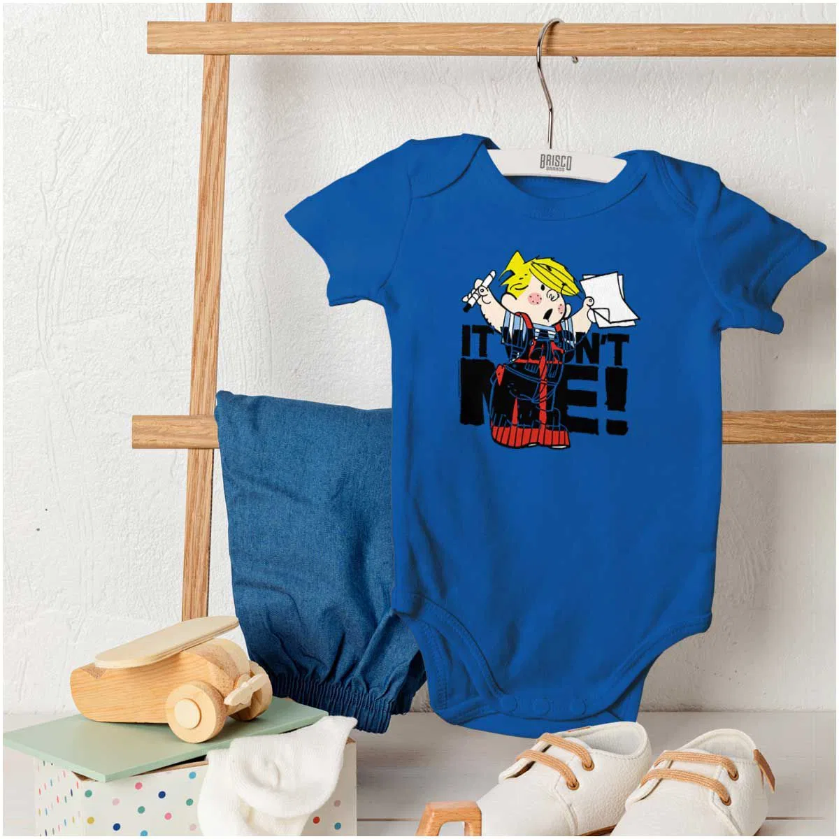 Детское боди для мальчиков с коротким рукавом Dennis The Menace Brisco Brands, Royal — фото 4
