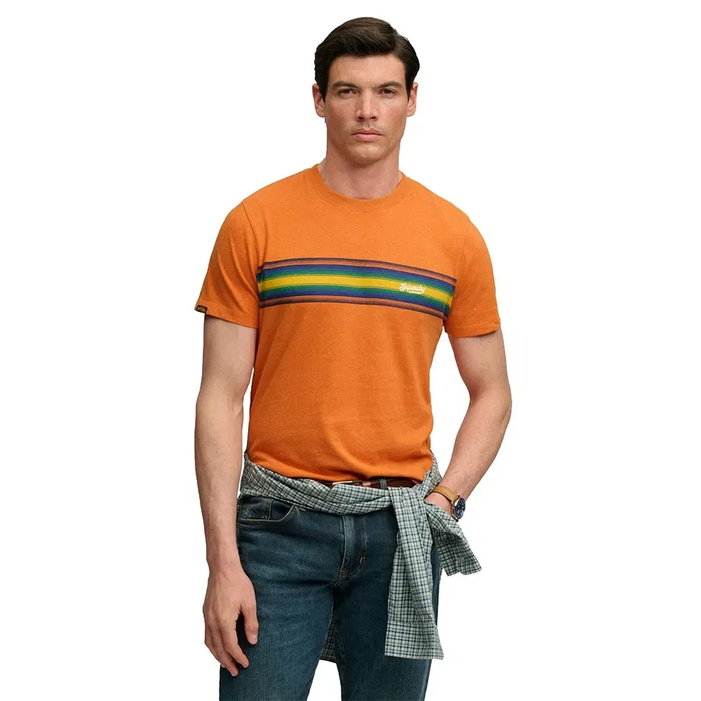 Мужская футболка с коротким рукавом Outdoor Stripe Logo Relaxed Superdry, Orange