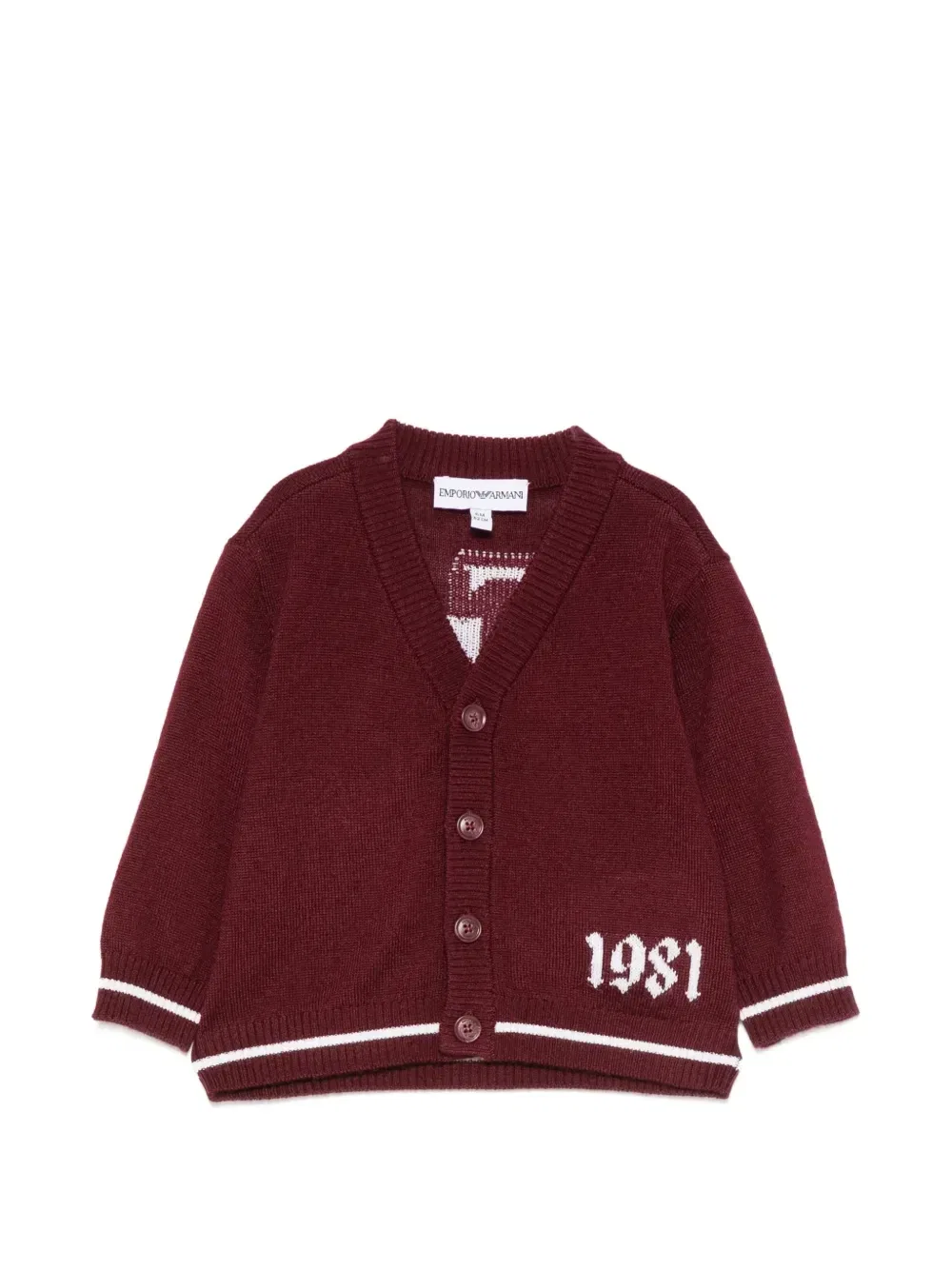 Кардиган в полоску с логотипом-интарсией Emporio Armani Kids, красный
