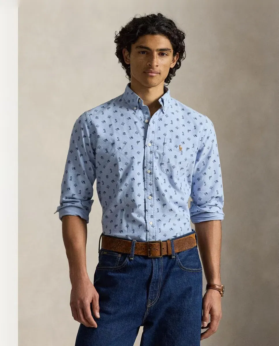 Мужская оксфордская рубашка хлопковая Polo Ralph Lauren, Azul Claro