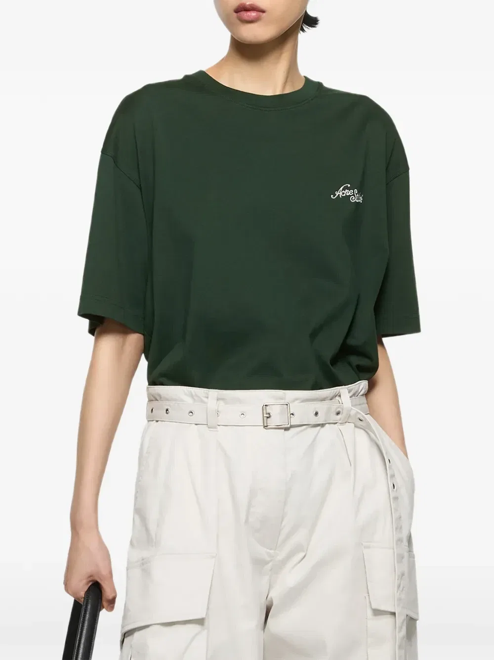 Футболка из джерси с логотипом Acne Studios, зеленый — фото 4