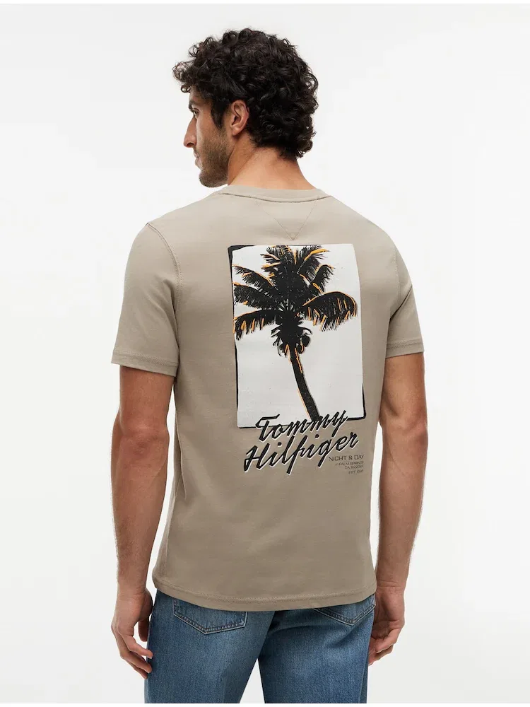 Футболка с принтом Palm Photo TOMMY HILFIGER, Beige — фото 3