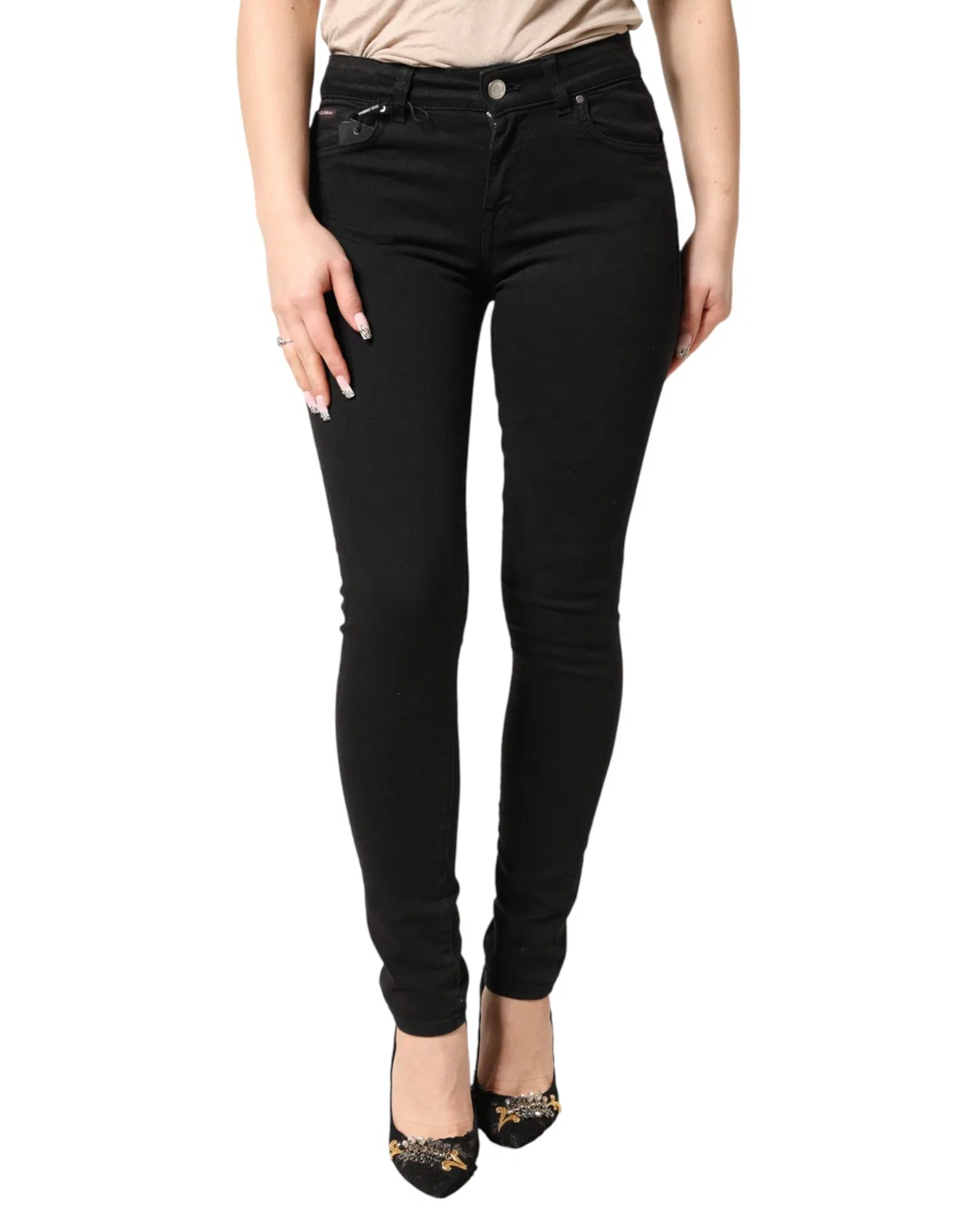 Женские джинсы скинни с логотипом Skinny Jeans Dolce & Gabbana, Black — фото 2