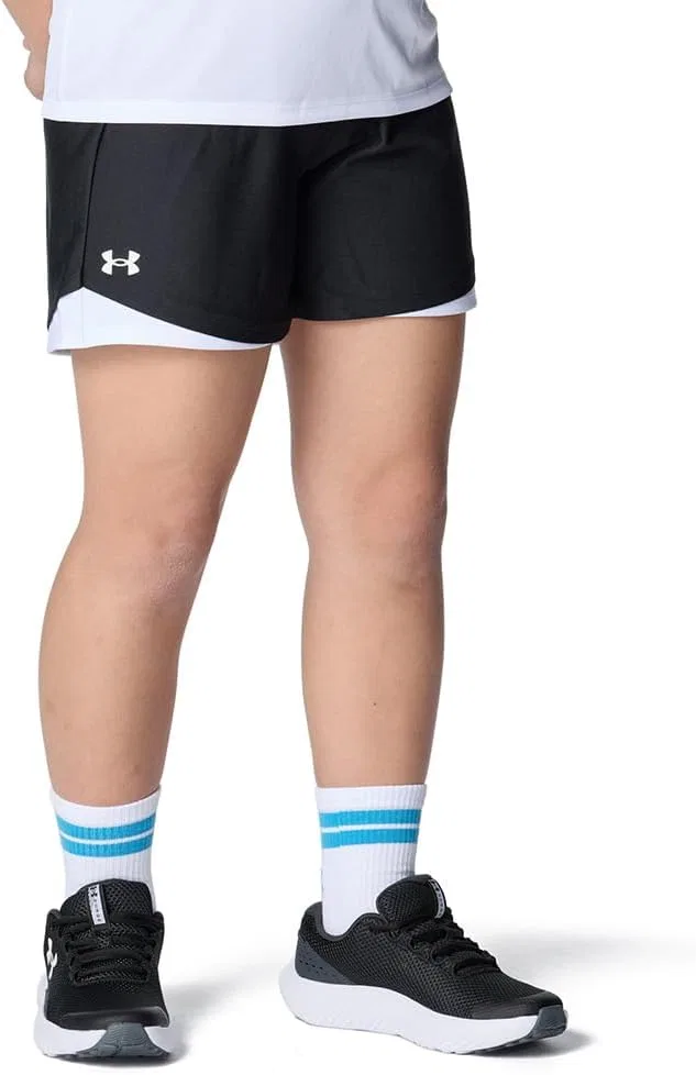 Шорты Under Armour Girls' Tech Play Up 5 Inch Shorts, (001) Black/White/White