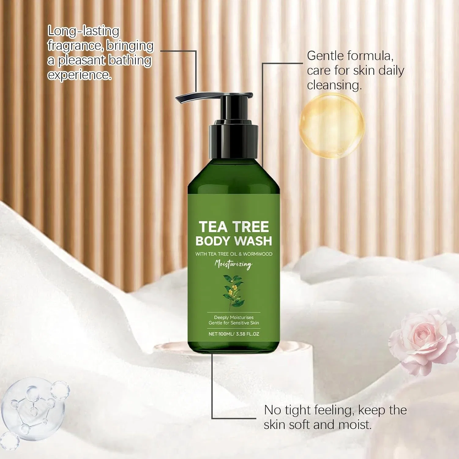 Generisch Противогрибковый гель для душа Tea Tree & Wormwood, 100 г — фото 4