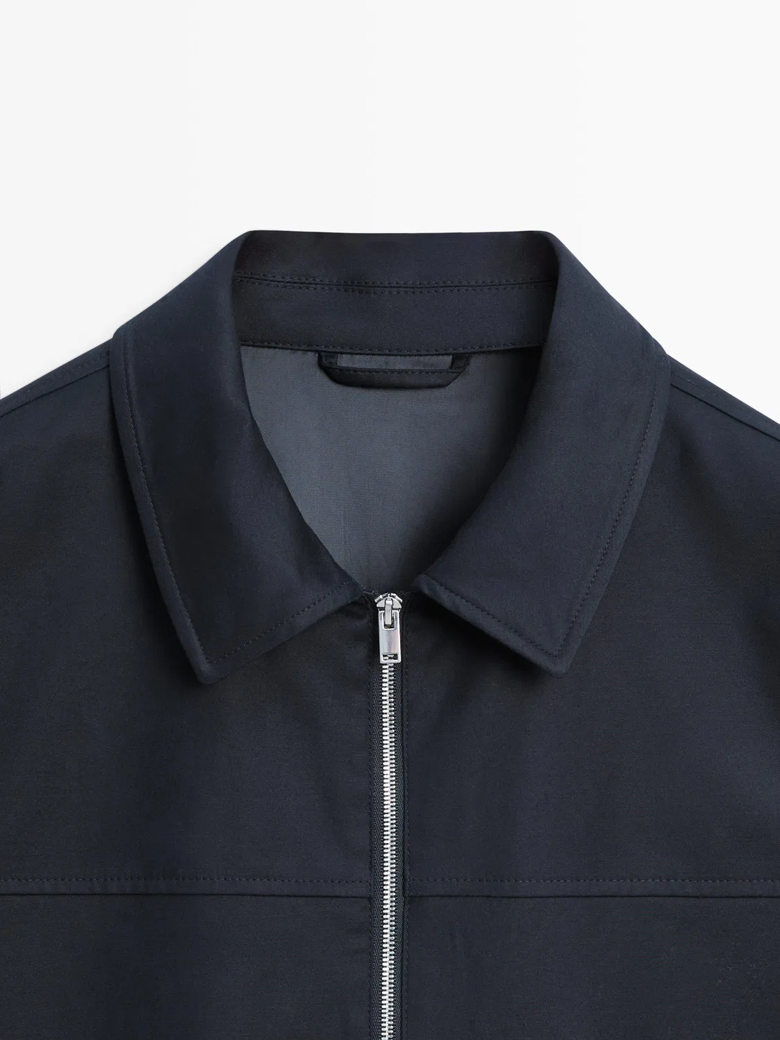 Куртка Massimo Dutti, из смесовой хлопковой ткани, темно-синий — фото 3