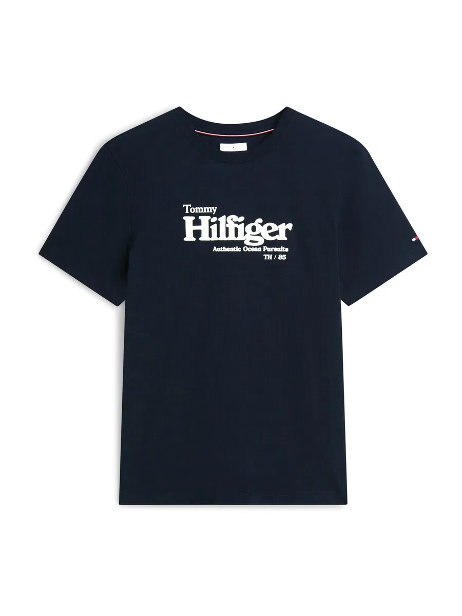 Футболка TOMMY HILFIGER с графическим логотипом, темно-синяя