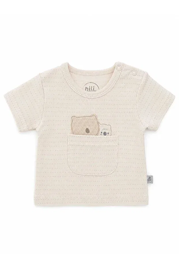 Детская футболка с вышивкой Teddy Bear Pocket Nili, Beige — фото 3