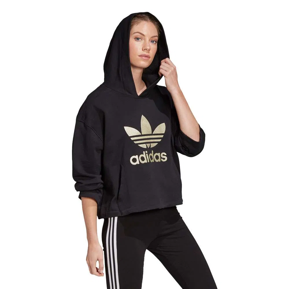 Толстовка с логотипом Adidas Originals Premium, черный/золотой — фото 2