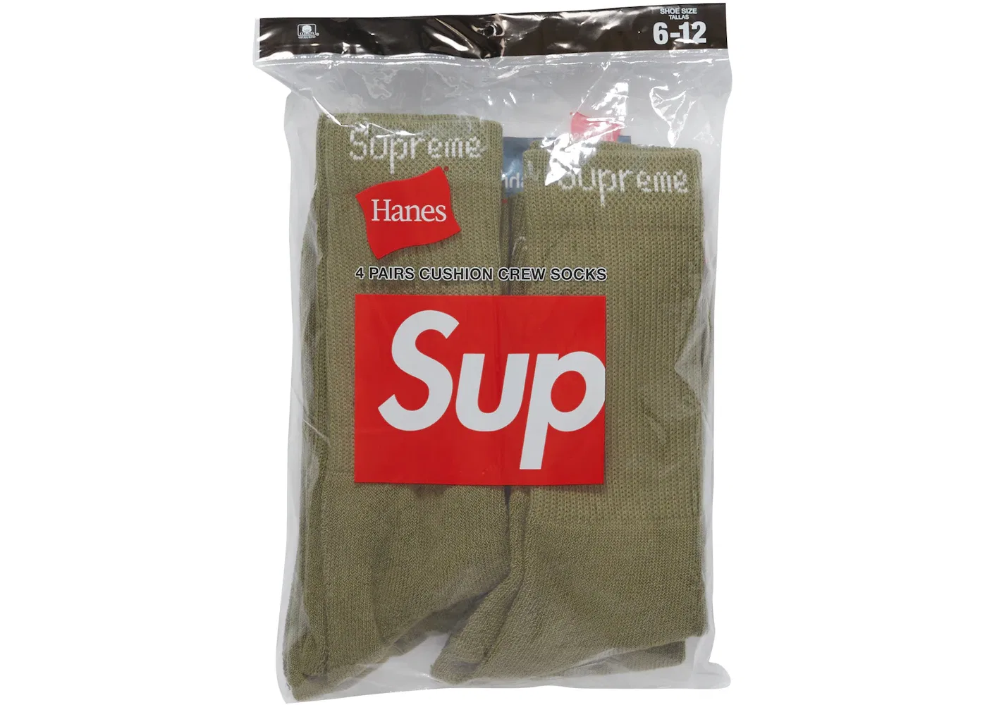 Детские носки с принтом Hanes Crew Socks Supreme, Olive