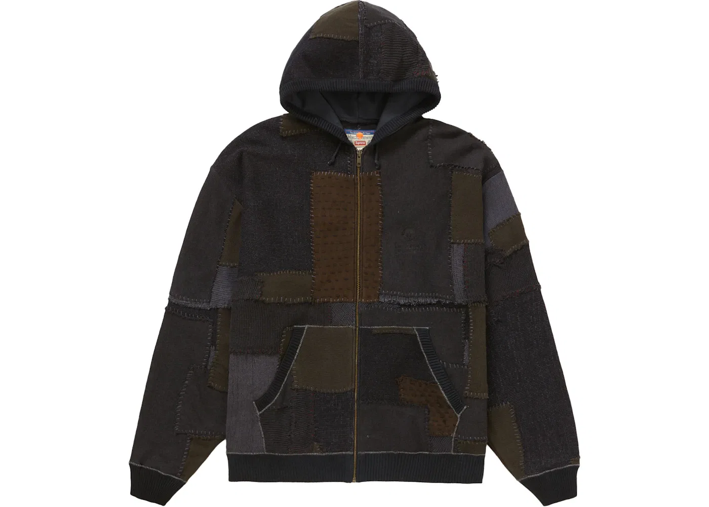 Мужской свитер с капюшоном и молнией Patchwork Supreme, Black