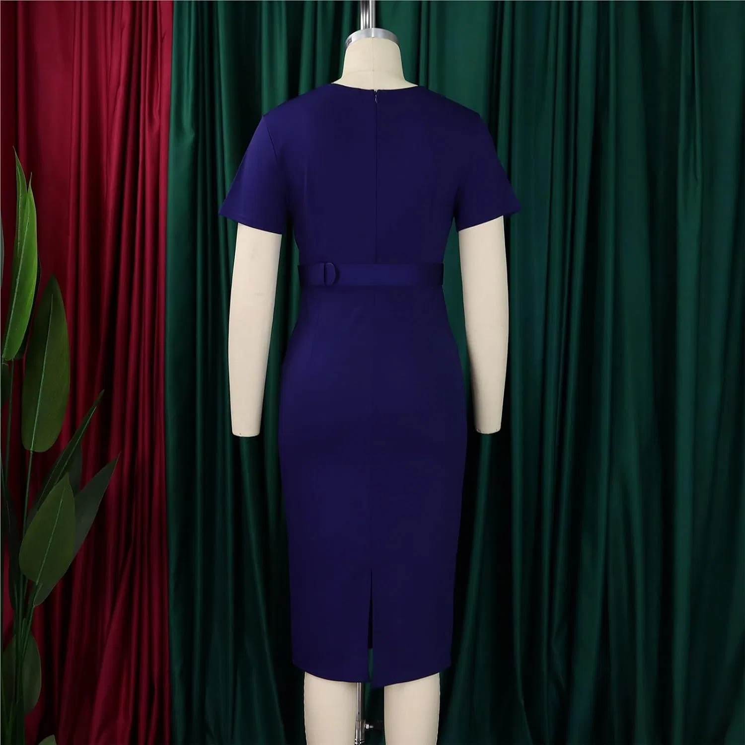 Женское коктейльное платье с V-образным вырезом Bodycon Midi, Blue — фото 4