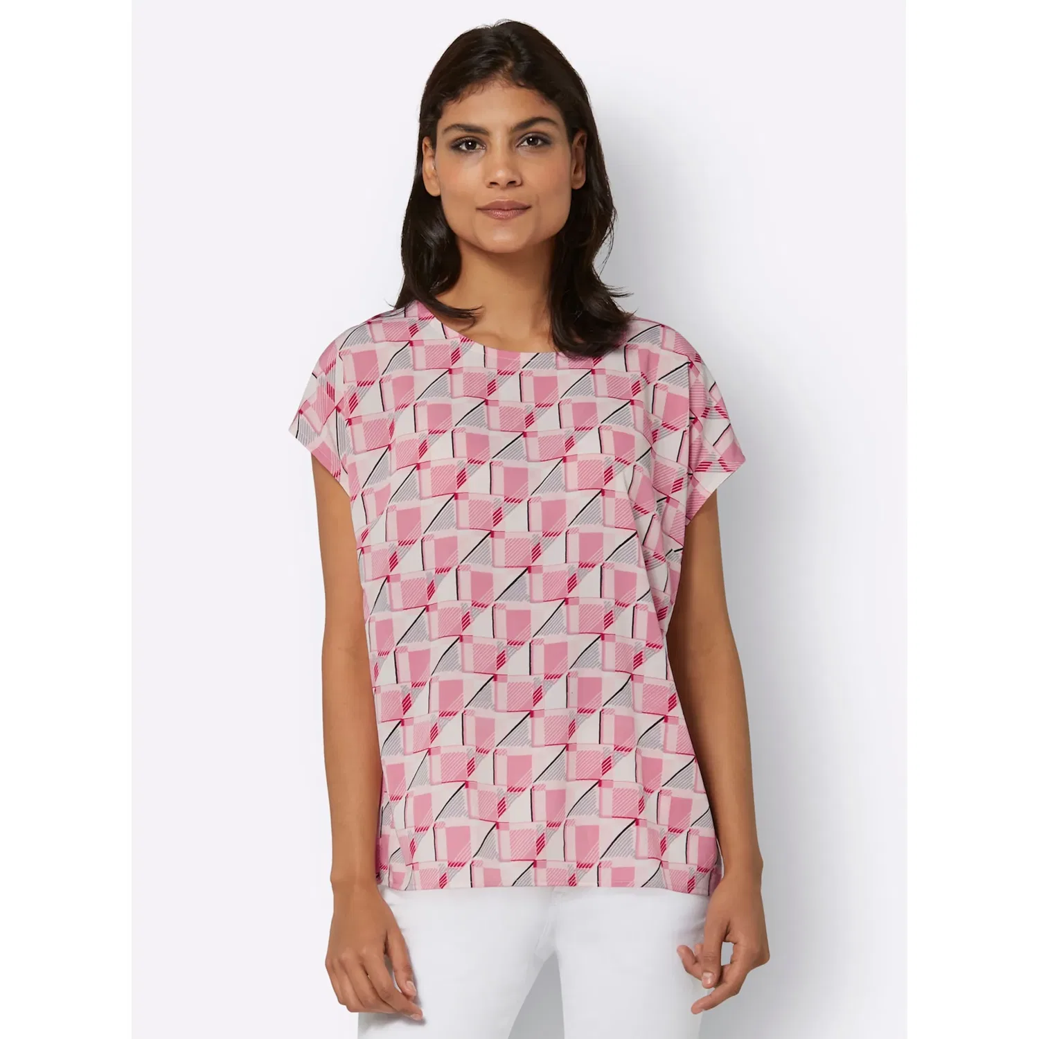 Женская блуза с графическим принтом Classic Basics, Pink Patterned — фото 2