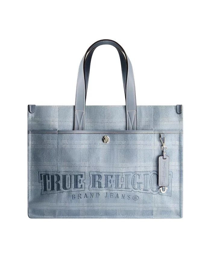 

Полосатая джинсовая сумка City Tote True Religion, синий