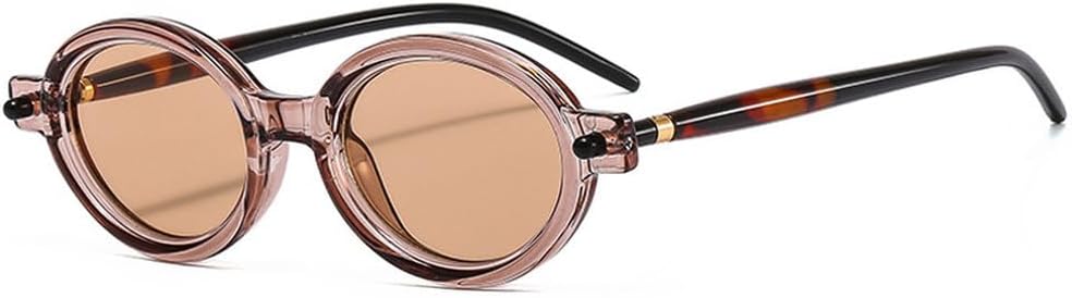 

Популярные модные солнцезащитные очки маленького овального размера для женщин в стиле ретро с прозрачными линзами цвета океана, для мужчин в стиле панк с заклепками, солнцезащитные очки UV400 TKKTLLT, Champagne