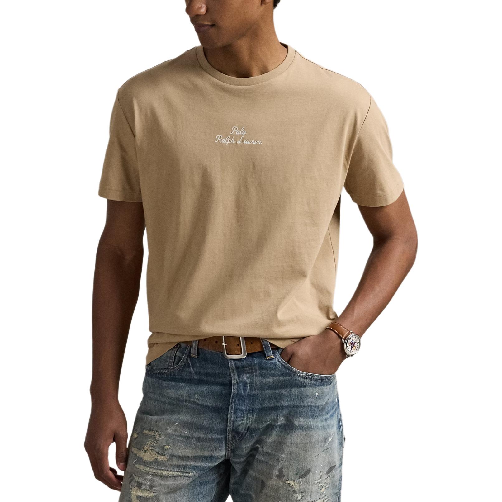 Хлопковая футболка Polo Ralph Lauren, хаки — фото 3