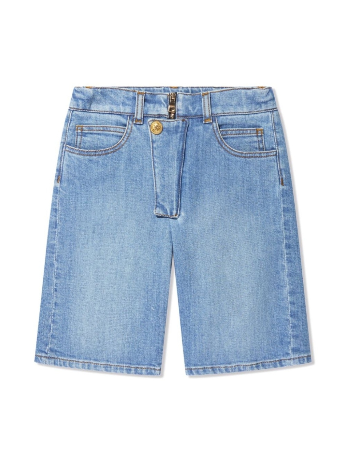 

Джинсовые шорты с пуговицами Balmain Kids, синий