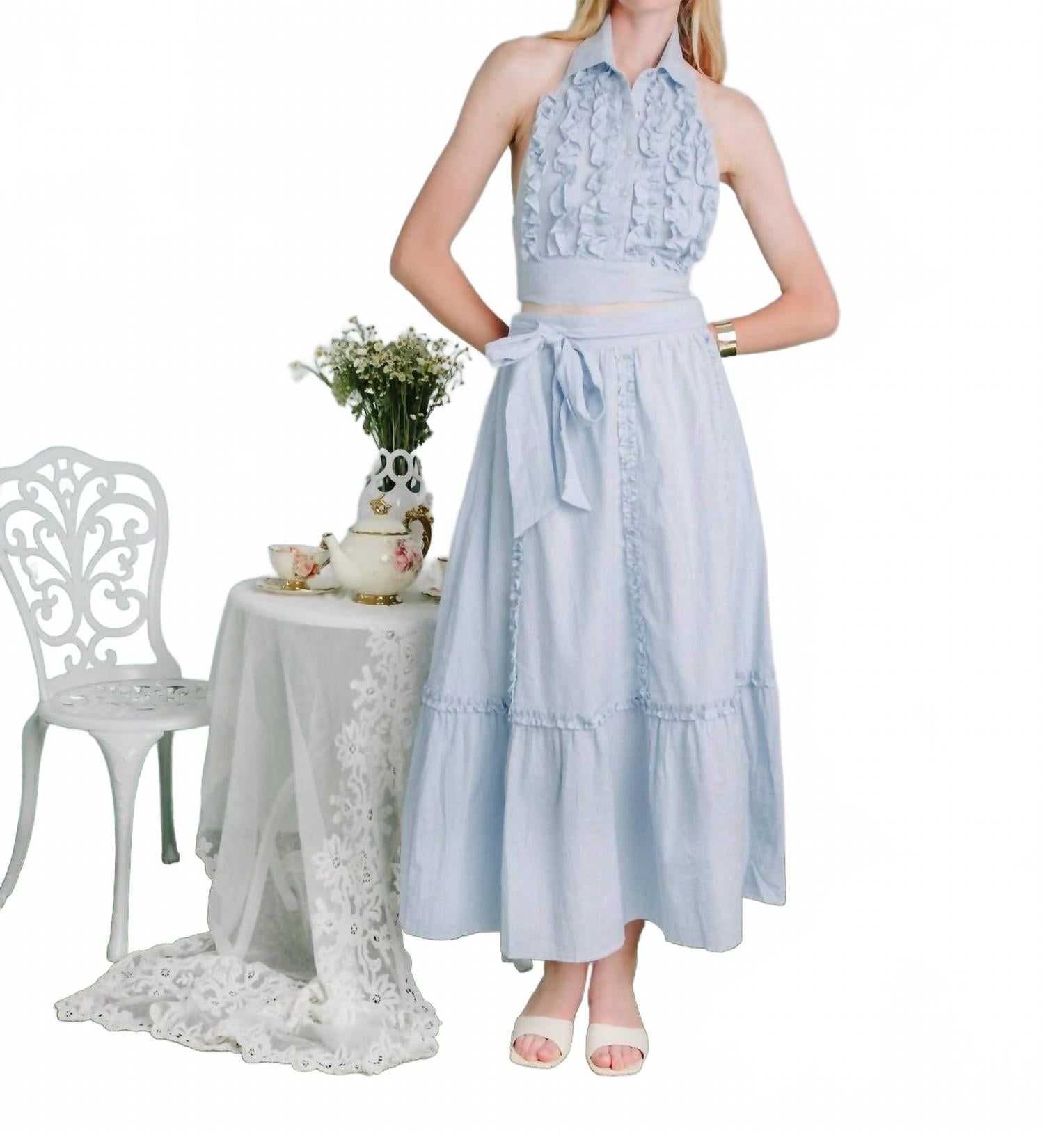 

Элоуэн Миди-юбка в сине-белом цвете LOVE THE LABEL