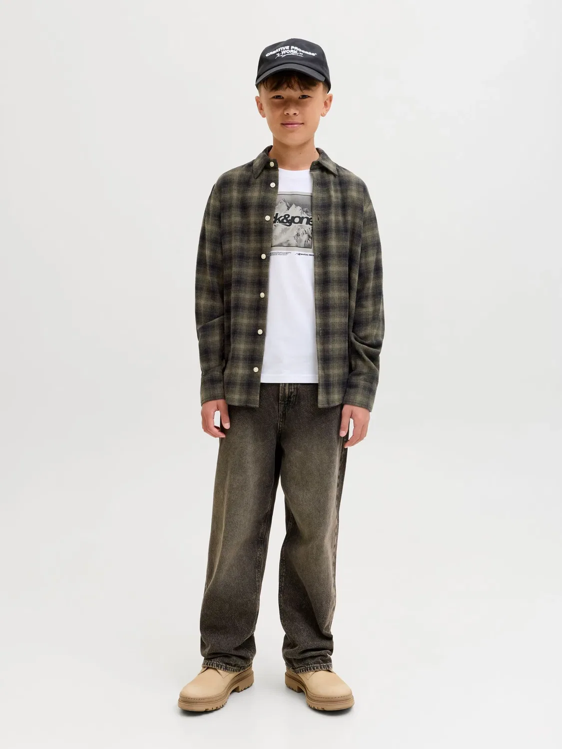 Рубашка в клетку JACK & JONES Junior, grape leaf — фото 4