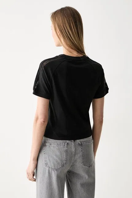 Футболка с кружевными вставками LACE CALI T Adidas Originals, черный — фото 3