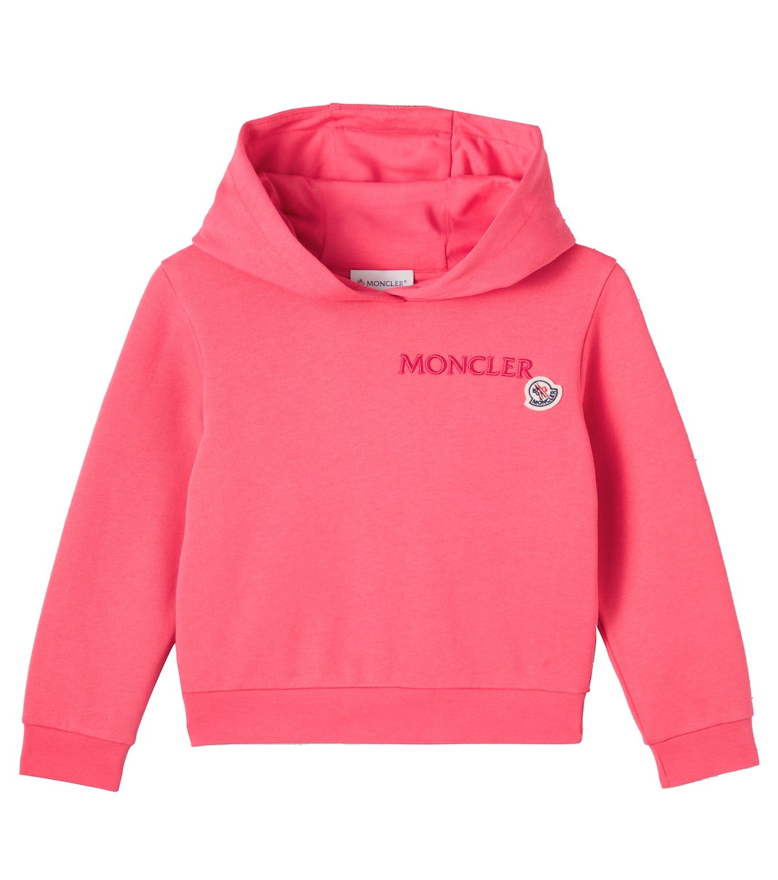 

Хлопковый худи с вышитым логотипом Moncler Enfant, Cherry Pink