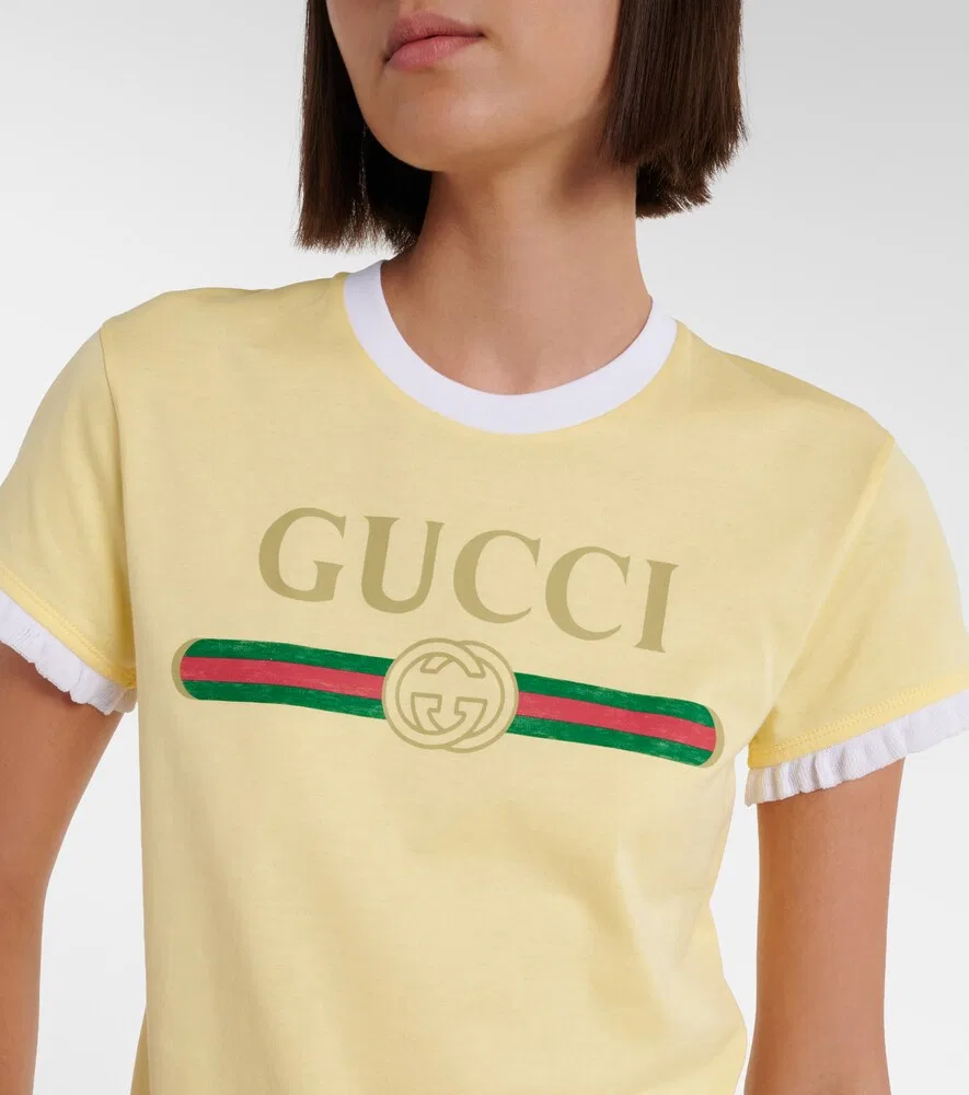 Футболка Gucci из хлопкового трикотажа, с логотипом, желтый — фото 3