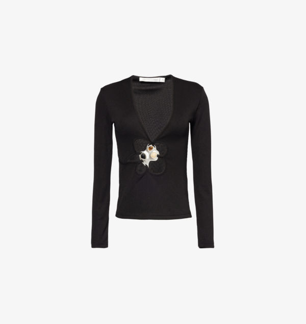 

Топ из эластичной ткани Trio Stone с V-образным вырезом Christopher Esber, черный