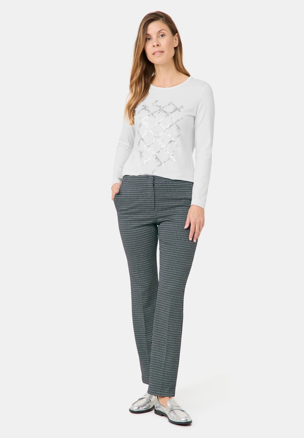 

Брюки LANG ELEGANTE MIT WABENMUSTER Gerry Weber, темно-серый