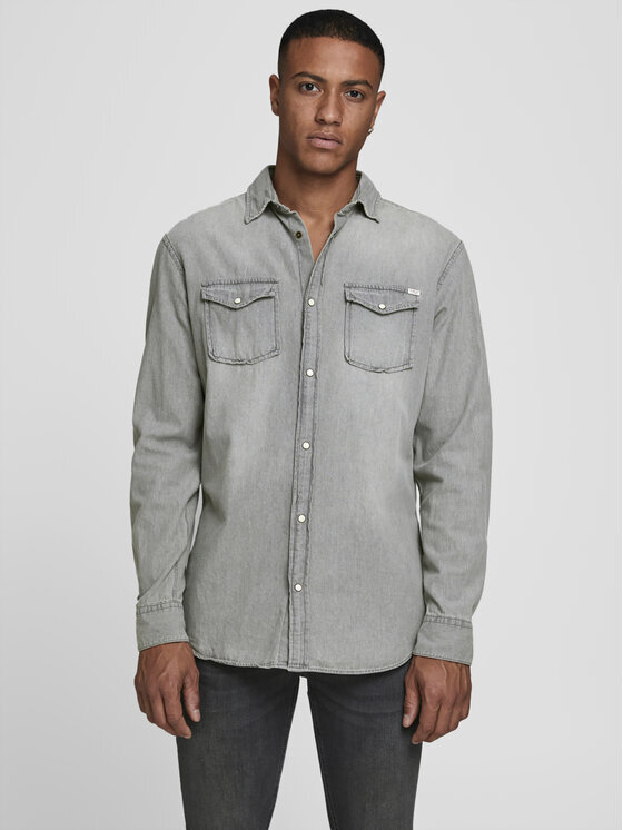 

Рубашка узкого кроя Jack&Jones, серый