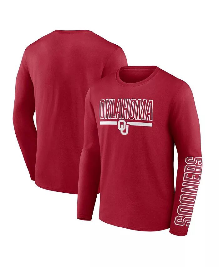 

Мужская темно-красная футболка Oklahoma Sooners Big and Tall Two-Hit с длинным рукавом и графическим принтом Profile