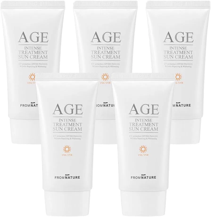 Солнцезащитный крем для лица SPF50+ PA+++ FROMNATURE Age Intense Entertainment Sun Cream 50 г × 5 From Nature