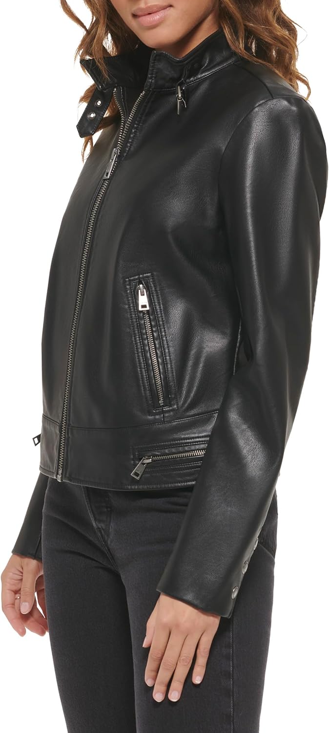 Женская куртка для мотокросса Levi's из искусственной кожи (стандартная и плюс), Black Latch Collar — фото 3