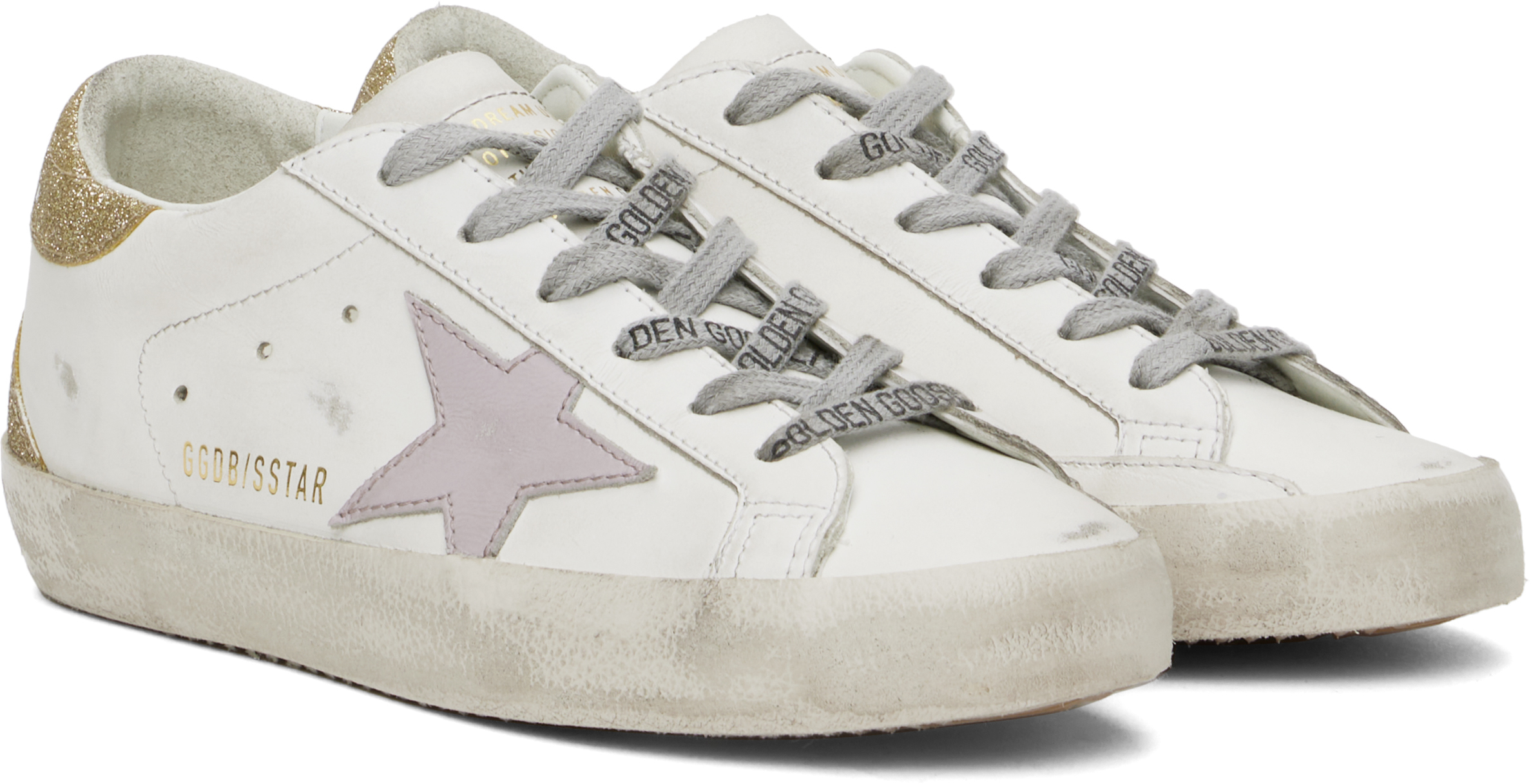 Белые кроссовки Super-Star Golden Goose, белый/сиреневый/золотой — фото 4