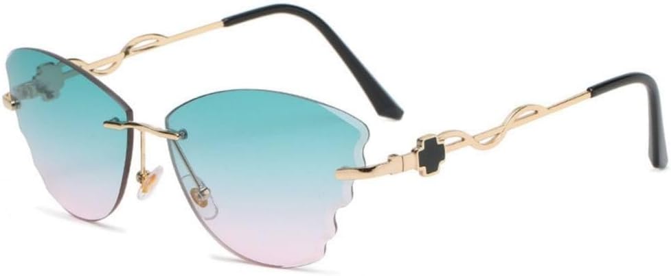 

MUTYNE Модные безободковые солнцезащитные очки «кошачий глаз» для женщин, с градиентным переходом цвета и индивидуальным дизайном, роскошные очки с защитой от УФ-излучения UV400, 2