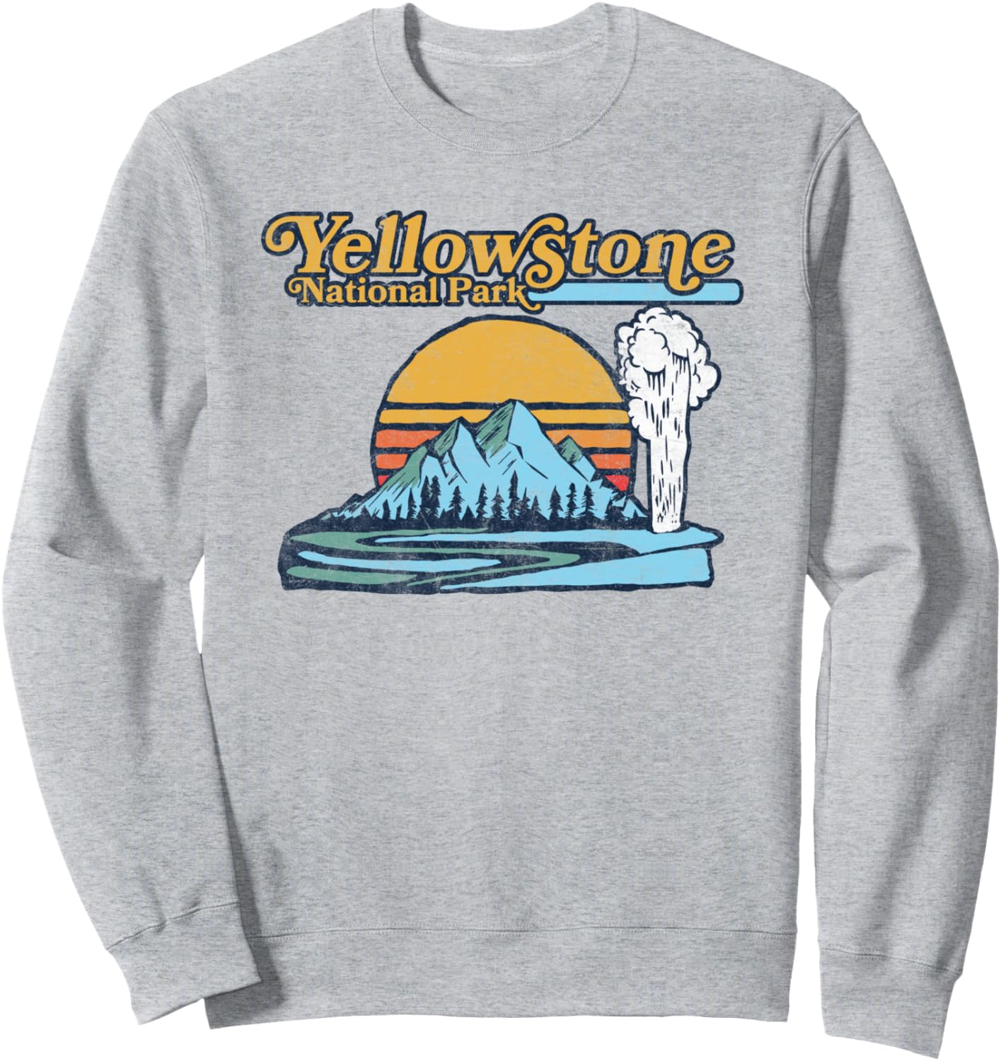 

Винтажная толстовка с изображением гейзера в Йеллоустонском национальном парке Retro Robot Yellowstone Threads, серый