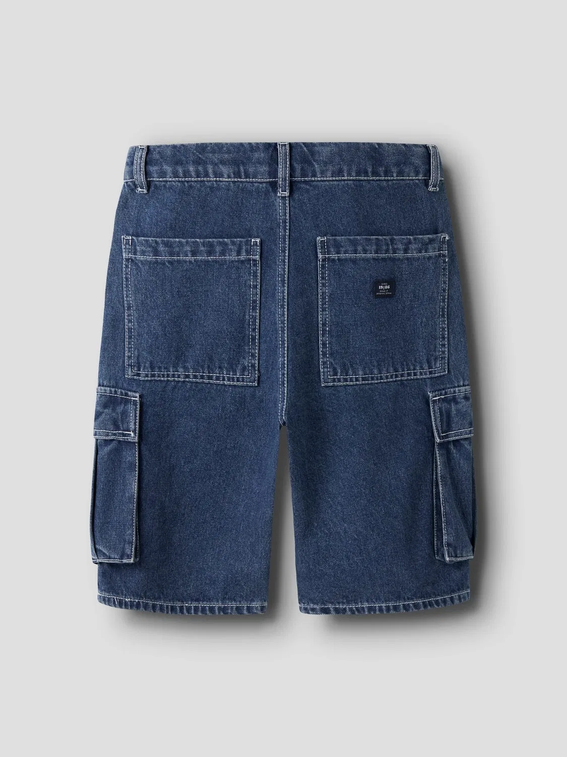 Шорты карго джинсовые свободные Name it, dark blue denim — фото 4
