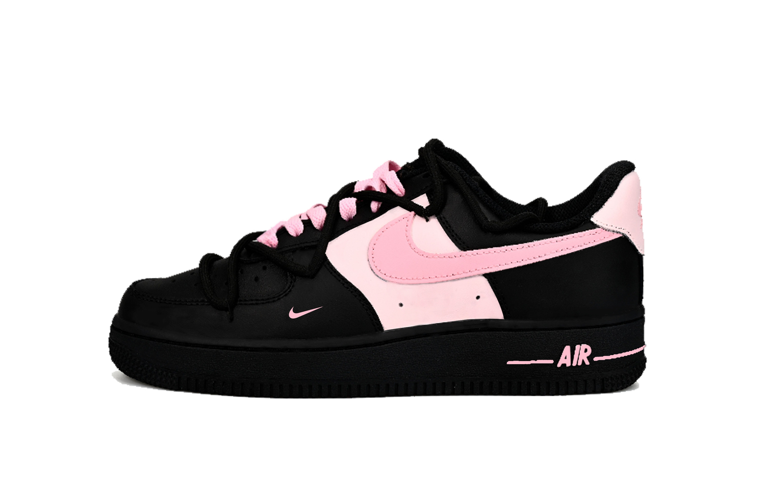 

Air Force 1 Berry Cheese устойчивые к истиранию противоскользящие с амортизацией низкие детские скейтбординг кроссовки black pink Nike, черный/розовый