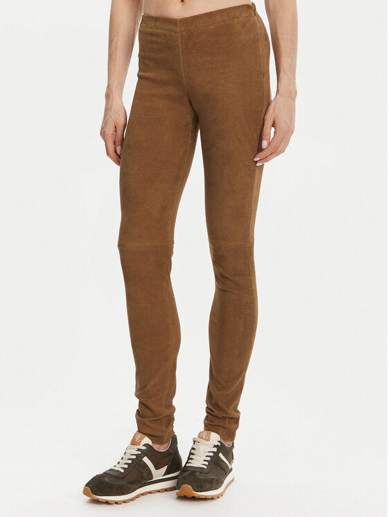 

Кожаные брюки slim fit Strechy Vs Serge Pariente, коричневый