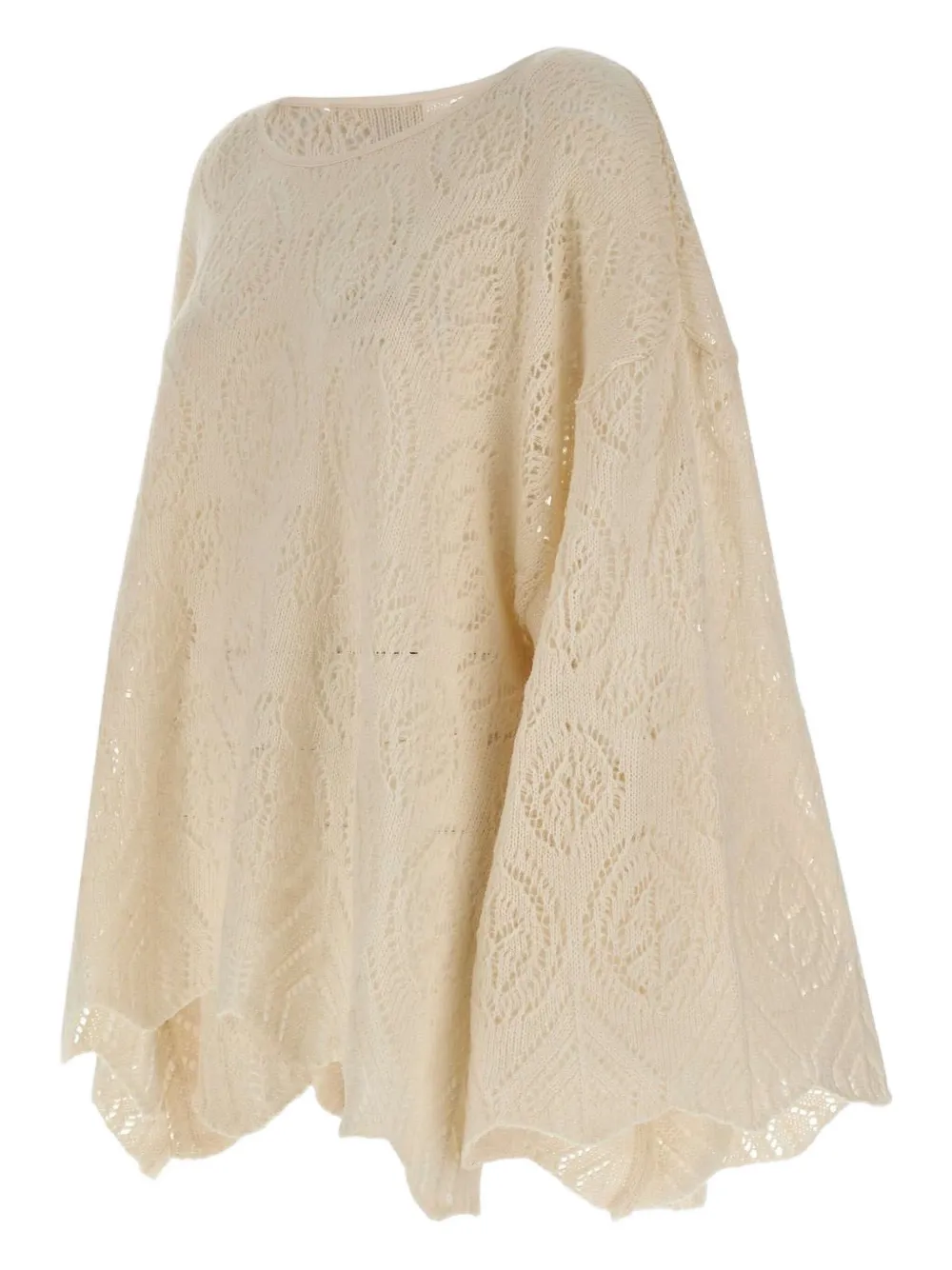 

Свитер с широкими рукавами и ажурной вязкой MAURIZIO MYKONOS, белый