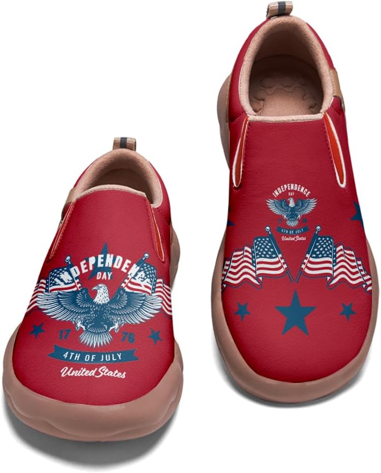 

Мужские прогулочные туфли для путешествий, повседневные, на плоской подошве, с широкой носочной частью, с рисунком американского флага, легко надеваются Onehorse, American Flag_01