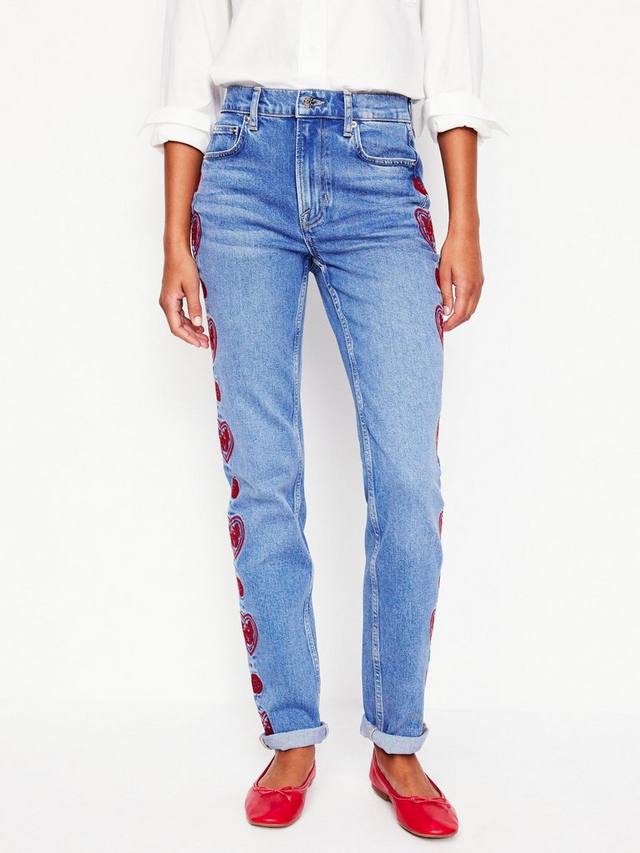 

Джинсы подружки с сердечками Boden, цвет Blue Indigo