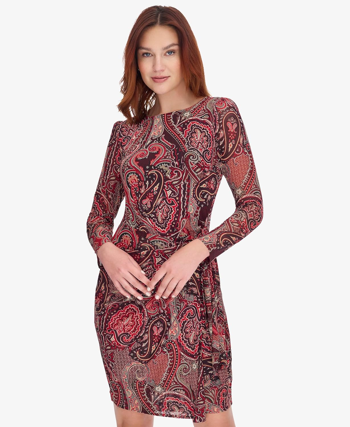 Женская сетчатая эластичная кофта с длинным рукавом Tommy Hilfiger, Aubergine/Chili Pepper — фото 2