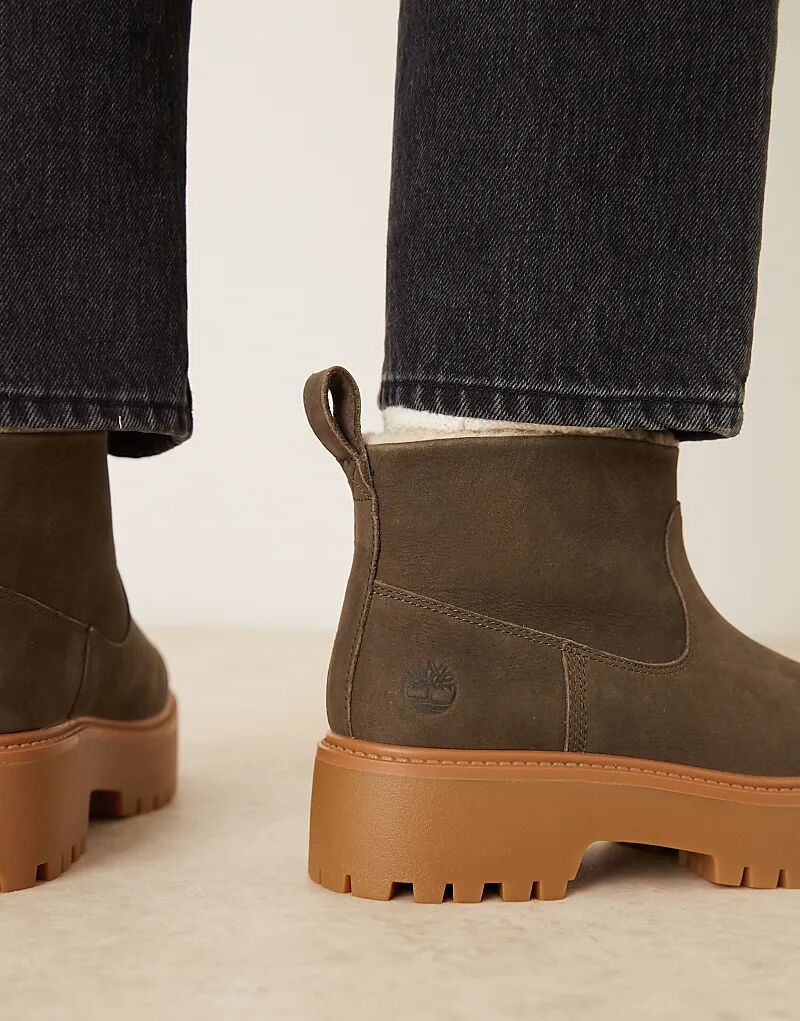 Ботинки челси Timberland Stone Street на платформе с подкладкой из искусственного меха темно-коричневого цвета из кожи — фото 3