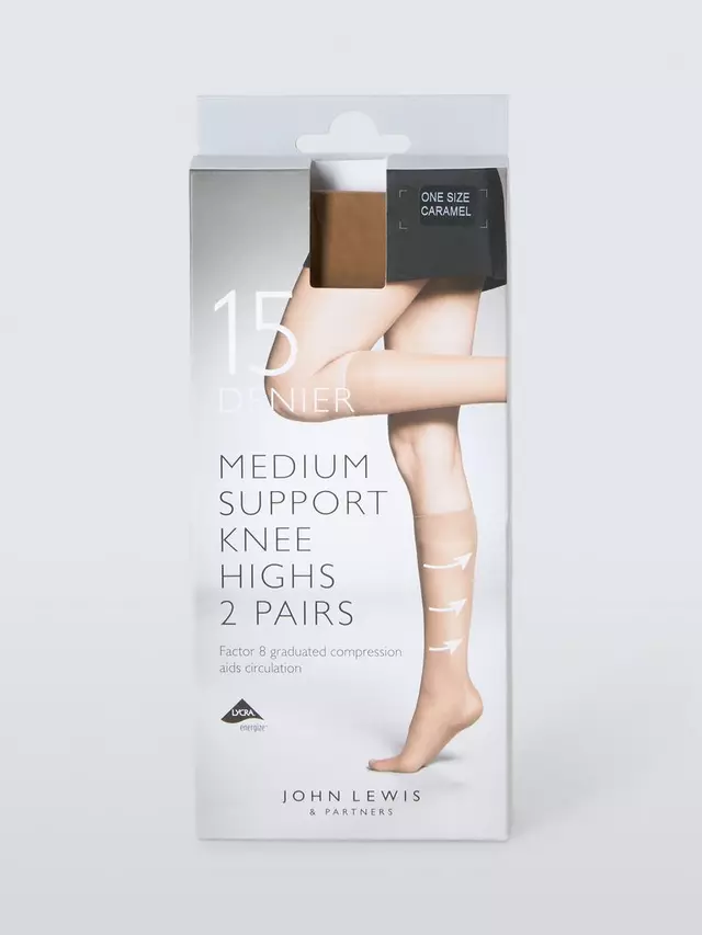 

Тайтсы John Lewis 15 Denier Medium Support Knee High 2 шт, цвет caramel