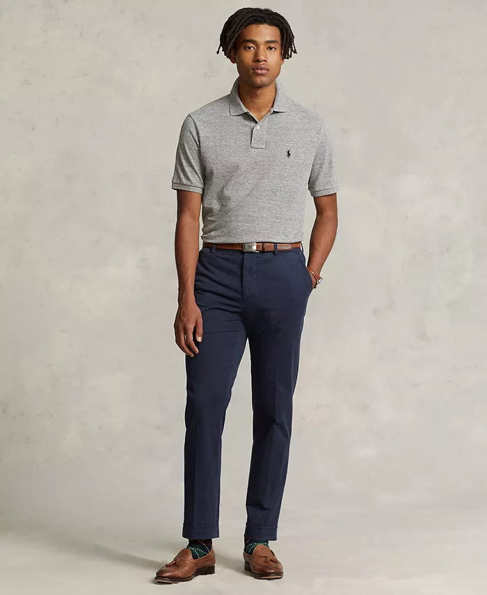 Мужская поло Custom Slim Fit с сетчатой тканью Polo Ralph Lauren, серый — фото 2